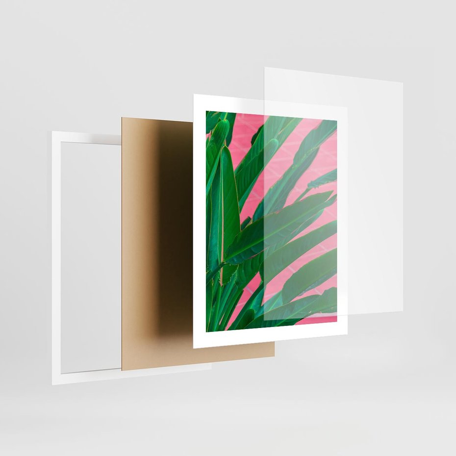 Plakat w ramie 40x50 - Odezwij się do przeszłości - liście, retro - rama biała