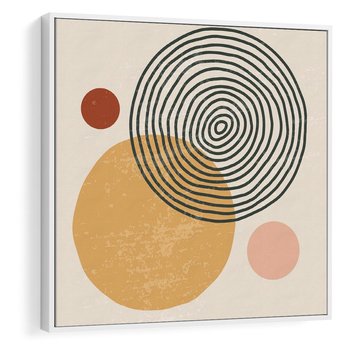 Obraz w ramie 80x80 - Boho Światło - abstrakcyjna sztuka, boho kształty - rama biała