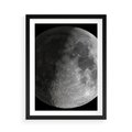 Plakat w ramie 50x70 - Kontrastowy księżyc w czerni i bieli - księżyc, czarno - rama czarna