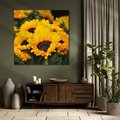 Obraz na płótnie 40x40 - promień słoneczny w kwiatowym świecie - słoneczniki, kwiat