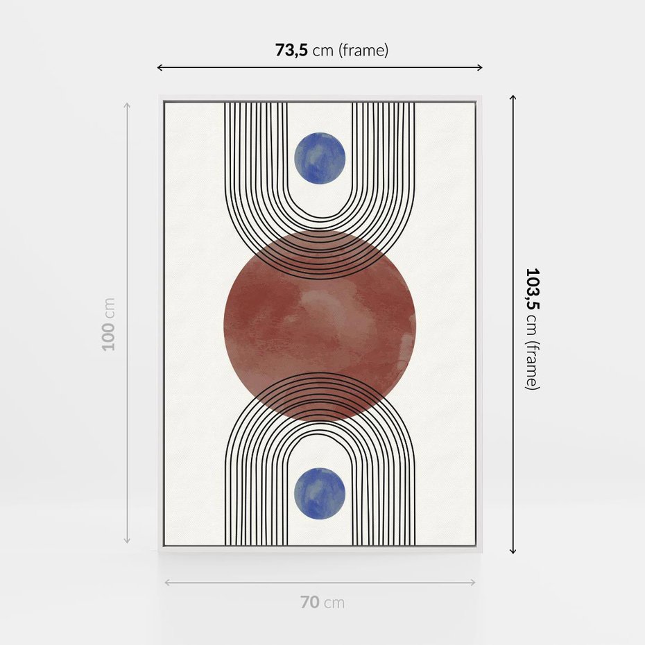 Obraz w ramie 70x100 - Księga Impulsów - nowoczesny plakat, styl midcentury - rama biała