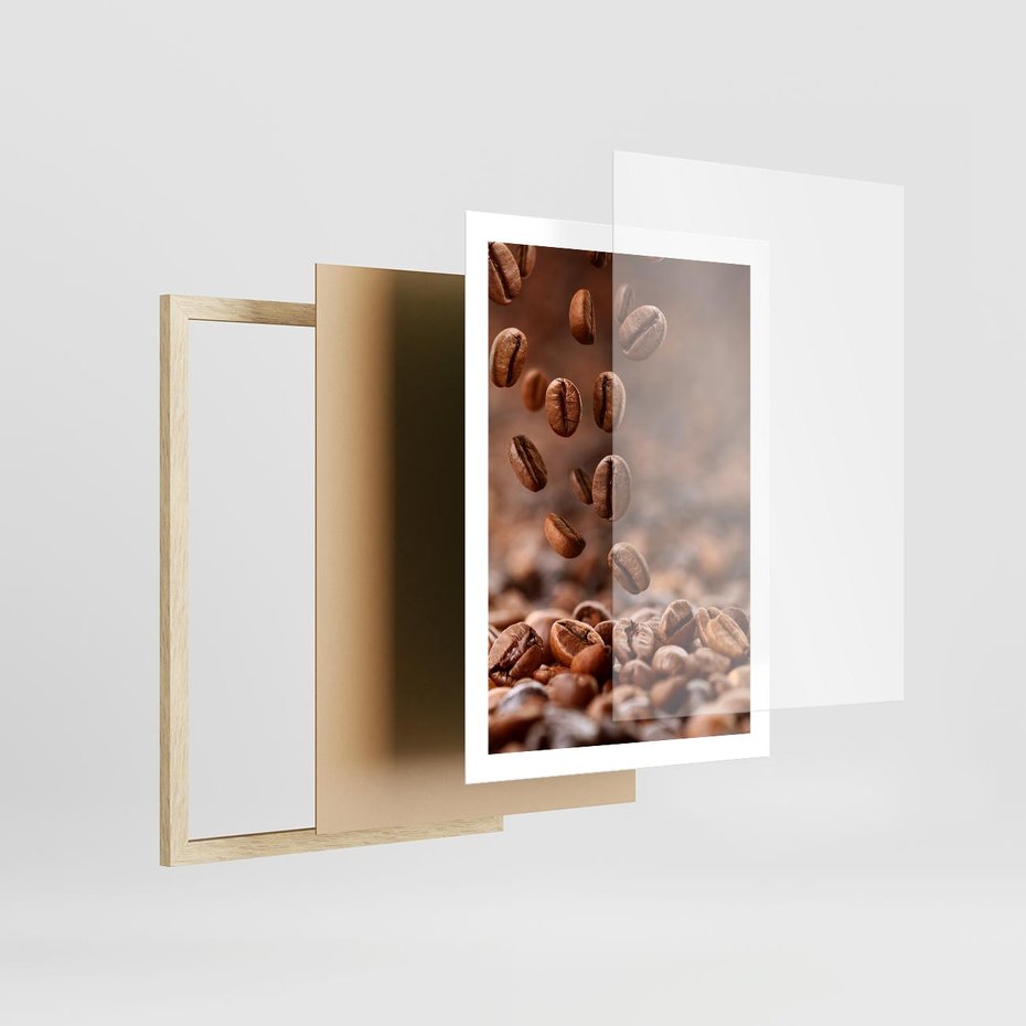 Plakat w ramie 50x70 - Kawiarniana atmosfera kawy - kawa, kawiarnia - rama drewno