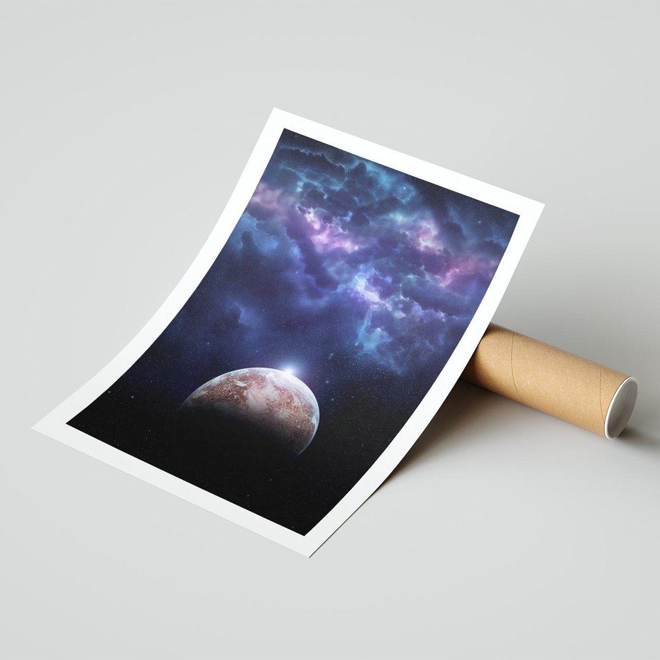 Plakat bez ramy 50x70 - Kosmos - Ziemia i Księżyc - kosmos, ziemia