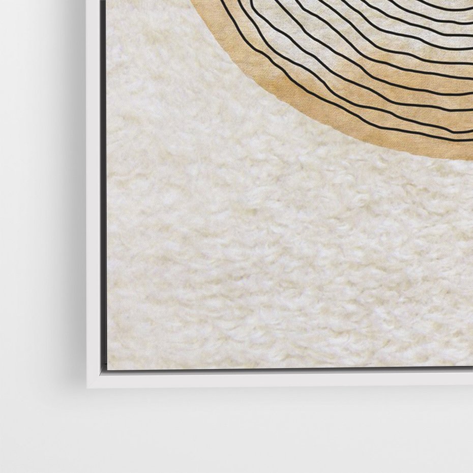 Obraz w ramie 70x100 - Zapisane w promieniach słońca - beżowe strukturalne tło, koła - rama biała
