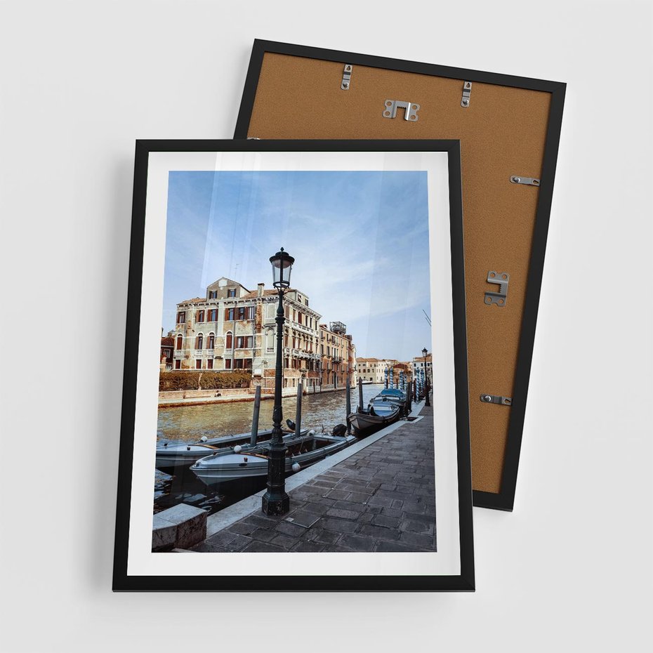 Plakat w ramie 50x70 - Kanały Wenecji - Wenecja, kanały - rama czarna