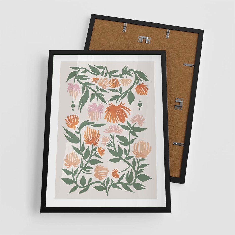 Plakat w ramie 50x70 - Kwiatowe Odbicia - kwiaty polne, plakat - rama czarna