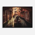 Obraz w ramie 100x70 - Spokojna Wenecja - gondolier w gondoli, kanały Wenecji - rama czarna