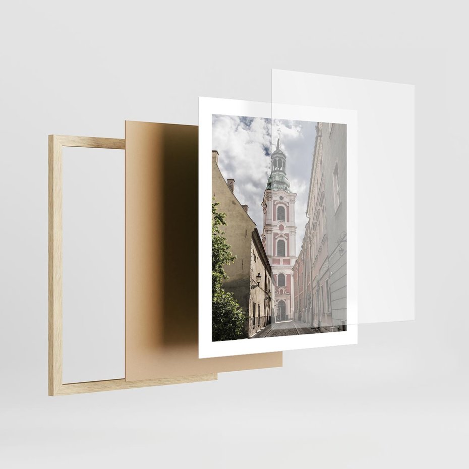 Plakat w ramie 40x50 - Magia perspektywy uliczki - uliczka, perspektywa - rama drewno