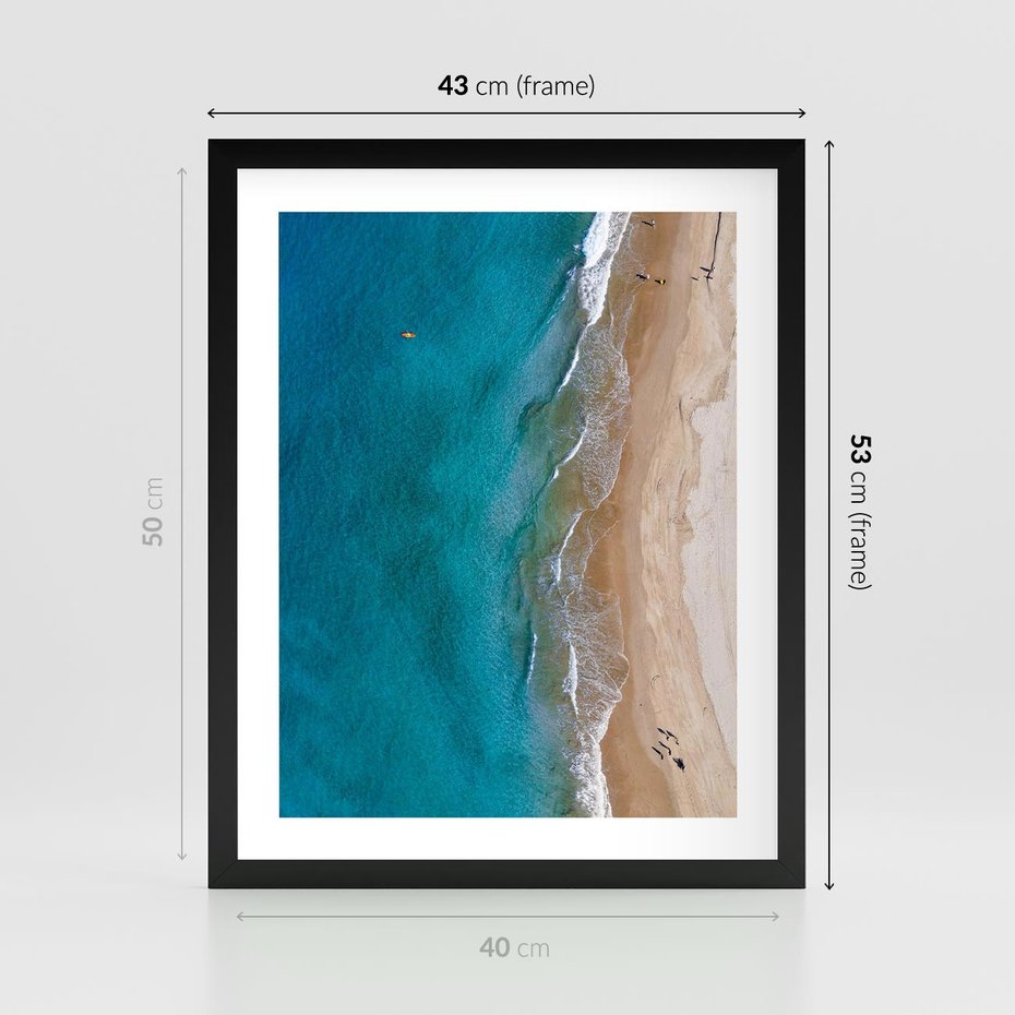 Plakat w ramie 40x50 - Spokój nad morzem - morze, plaża - rama czarna