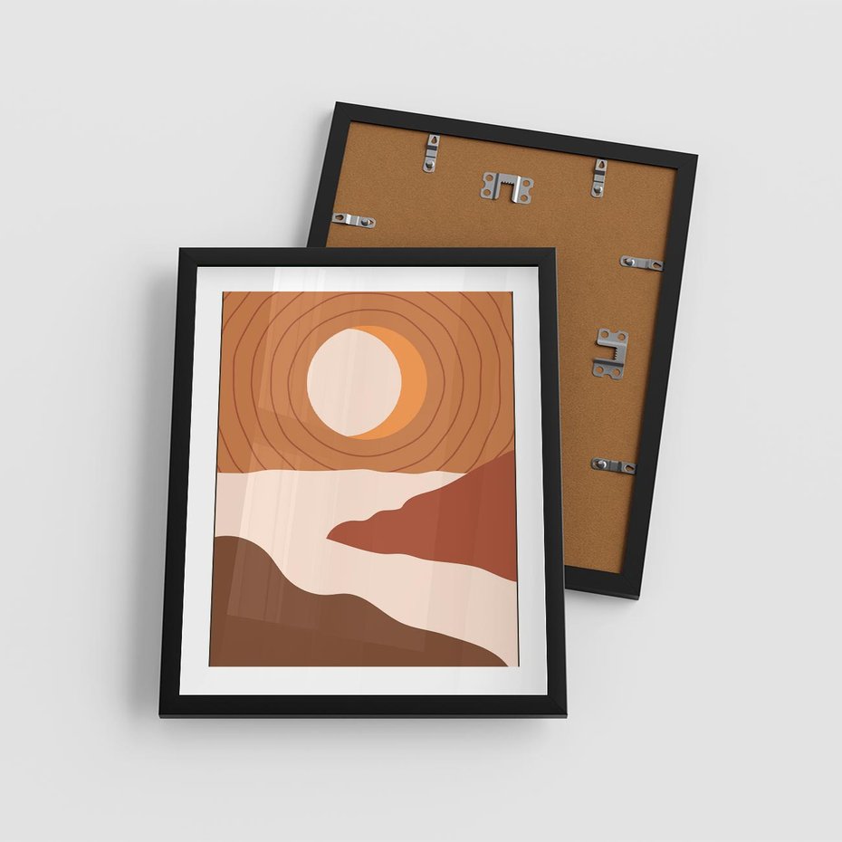 Plakat w ramie 40x50 - Sztuka Zachodu Słońca: Nowoczesna Sceneria - plakat, nowoczesna grafika - rama czarna