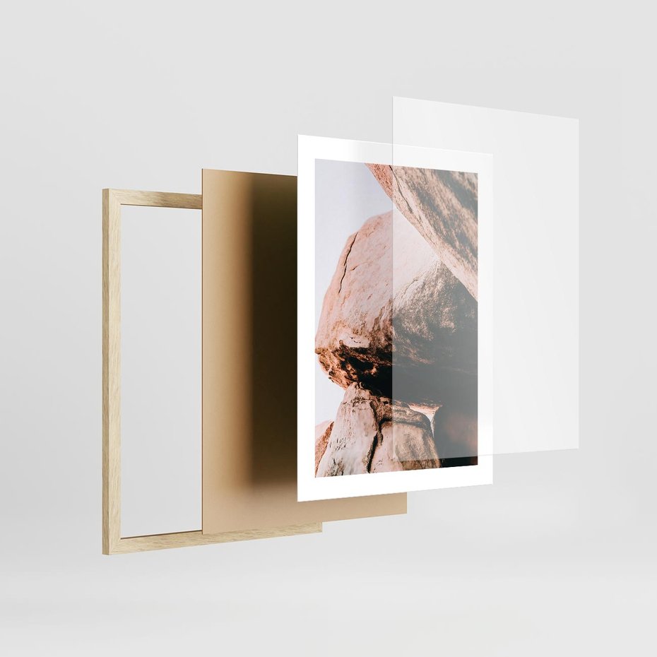 Plakat w ramie 30x40 - Tekstura Brązu - skały, głazy - rama drewno