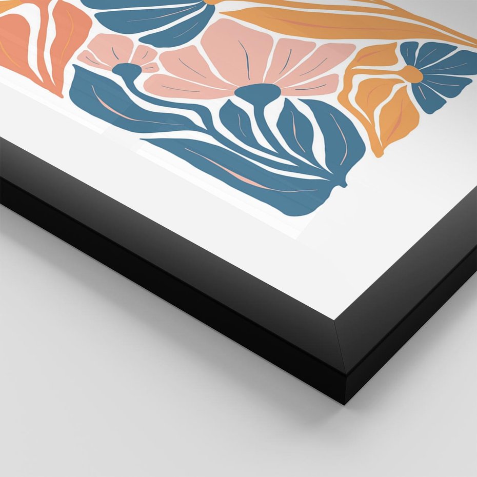 Plakat w ramie 50x70 - Wibracje Kolorowych Wiatrów - kwiaty, pastelowe kolory - rama czarna