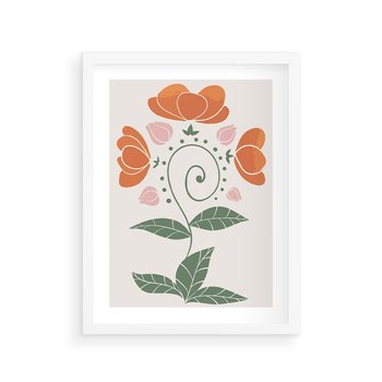 Plakat w ramie 30x40 - Migocące Kształty Kwiatów - kwiaty polne, plakat - rama biała