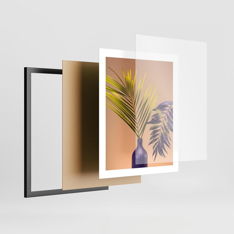Plakat w ramie 40x50 - Delikatne Piękno - palma, pastele - rama czarna