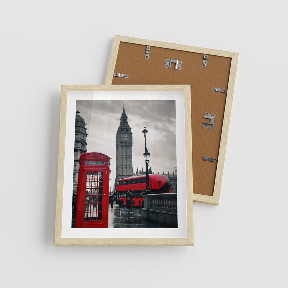 Plakat w ramie 40x50 - Londyński Klimat Telefoniczny - Londyn, telefon - rama drewno