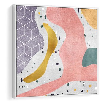 Obraz w ramie 50x50 - Eklektyczny Mix - kolaż, pastelowe abstrakcyjne plamy - rama biała