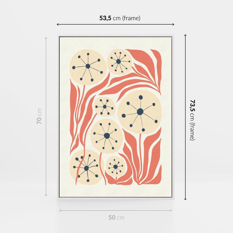 Obraz w ramie 50x70 - Impresje Harmonii - abstrakcyjne kwiaty, rośliny - rama biała