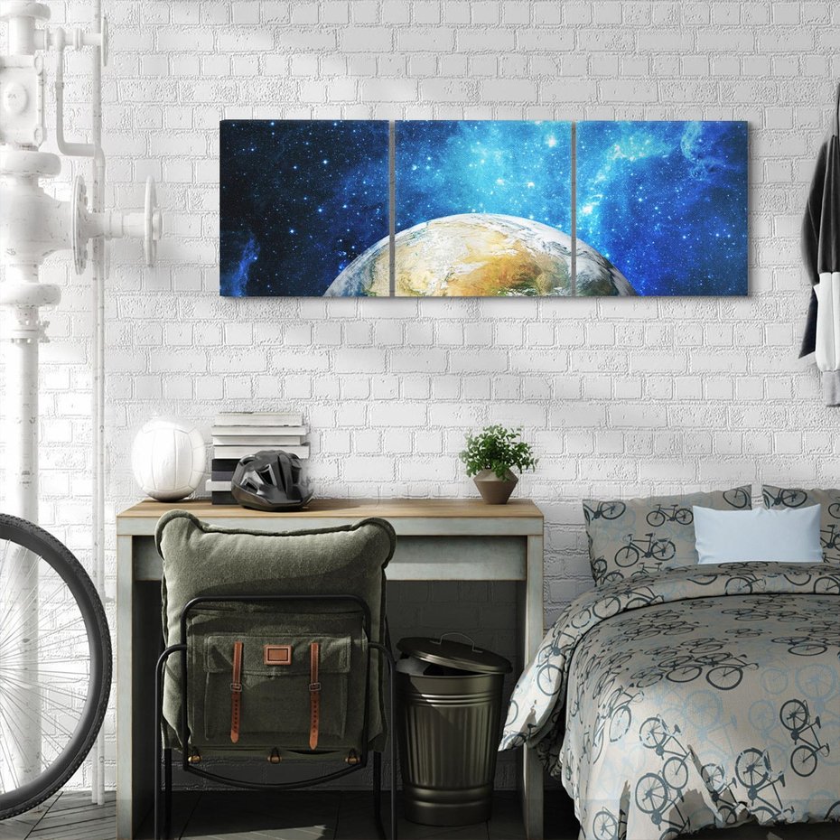Obraz na płótnie 90x30 - Kosmiczne Horyzonty - Ziemia, kosmos