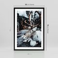 Plakat w ramie 50x70 - W Zimowej Krainie - renifer, zima - rama czarna