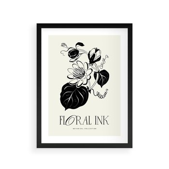 Plakat w ramie 30x40 - Odbicie kwiatowych chwil - kwiaty, typografia - rama czarna