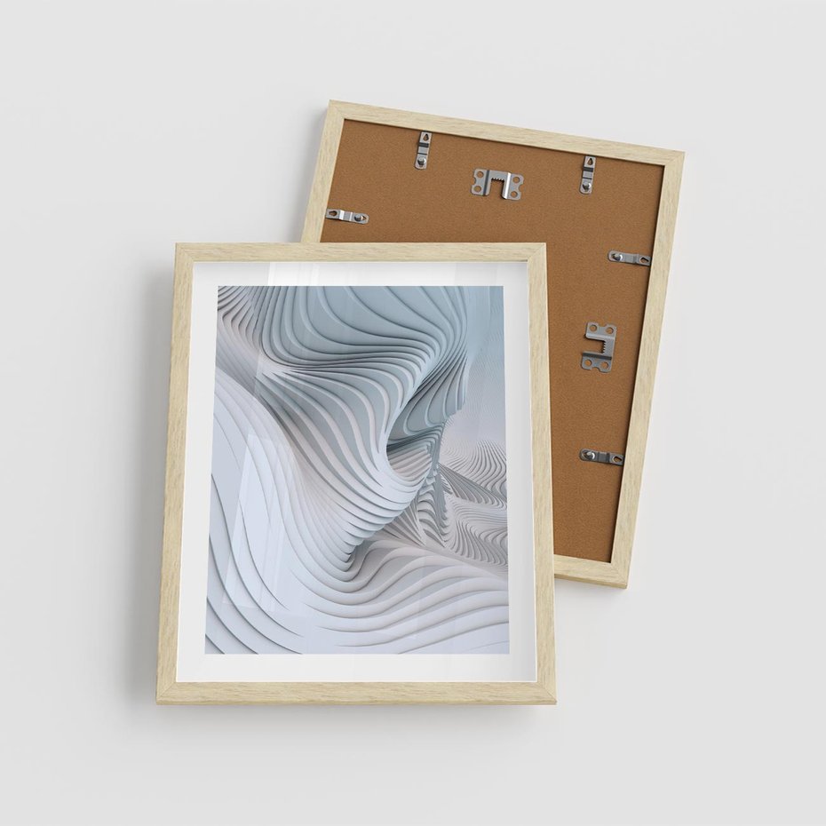 Plakat w ramie 40x50 - Abstrakcyjne Przestrzenie - geometria, 3D - rama drewno