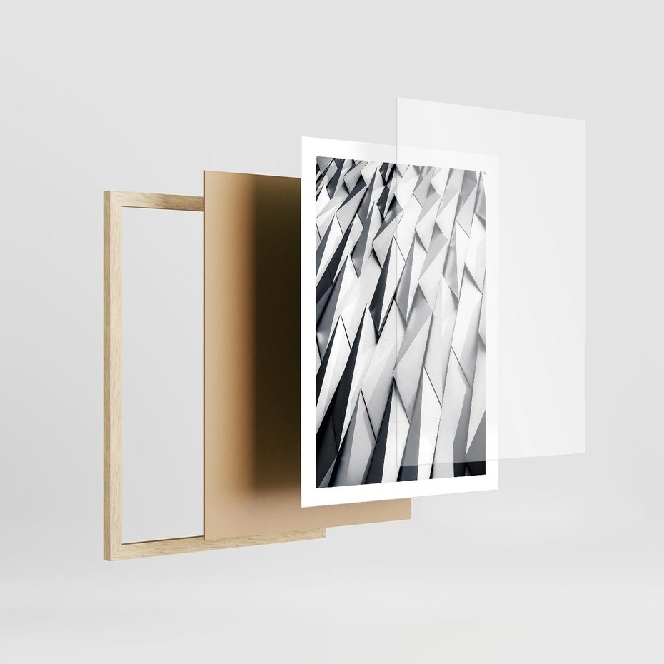 Plakat w ramie 50x70 - Geometryczna Nowoczesność - nowoczesna architektura, gemetryszne formy - rama drewno