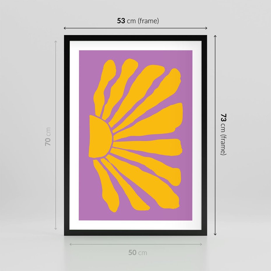 Plakat w ramie 50x70 - Podróżne Kontury - abstrakcyjny plakat, intensywne różowe tło - rama czarna