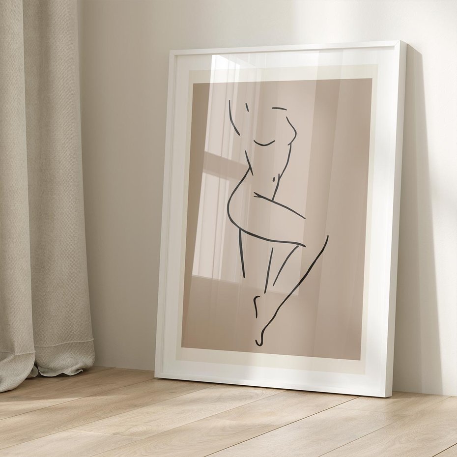 Plakat bez ramy 30x40 - Zanikająca Wyobraźnia - mnimalistyczny akt, beżowa tonacja