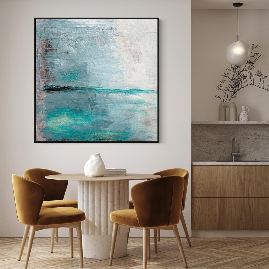 Obraz w ramie 50x50 - Odbicie utraconych barw - abstrakcja, niepokój - rama czarna