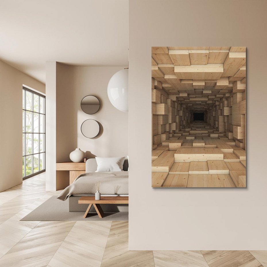 Obraz na płótnie 80x120 - Abstrakcyjny 3D tunel: Podróż w głębię - 3D, tunel