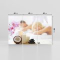 Obraz na płótnie 120x80 - Kokos, świece i kwiaty w SPA - kokos, świece