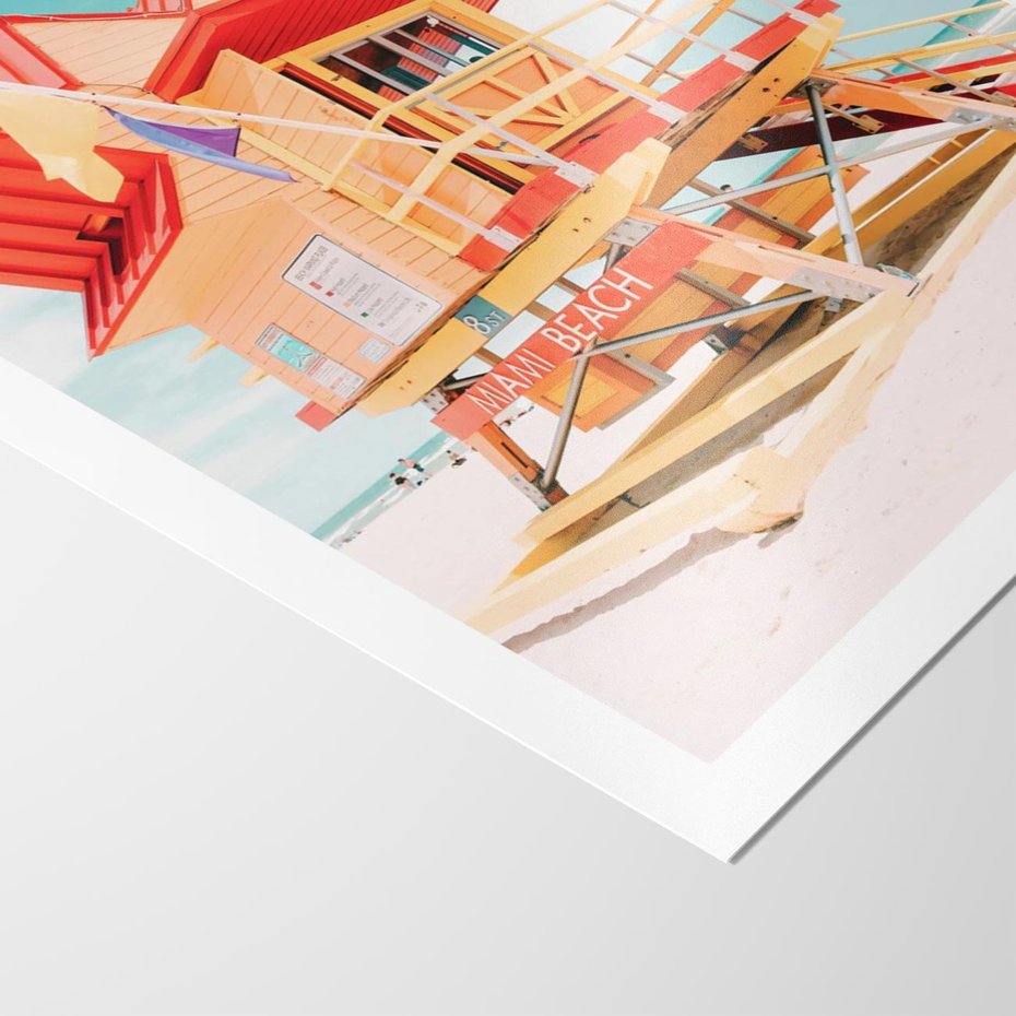 Plakat bez ramy 30x40 - Rajski Widok - plaża miami, domek ratownika