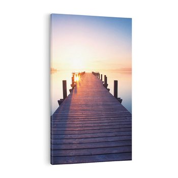 Obraz na płótnie 80x120 - Zachód słońca nad molo: Magia morza - molo, zachód słońca