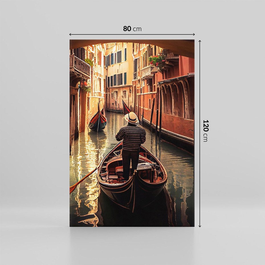 Obraz na płótnie 80x120 - Spokojna Wenecja - gondolier w gondoli, kanały Wenecji