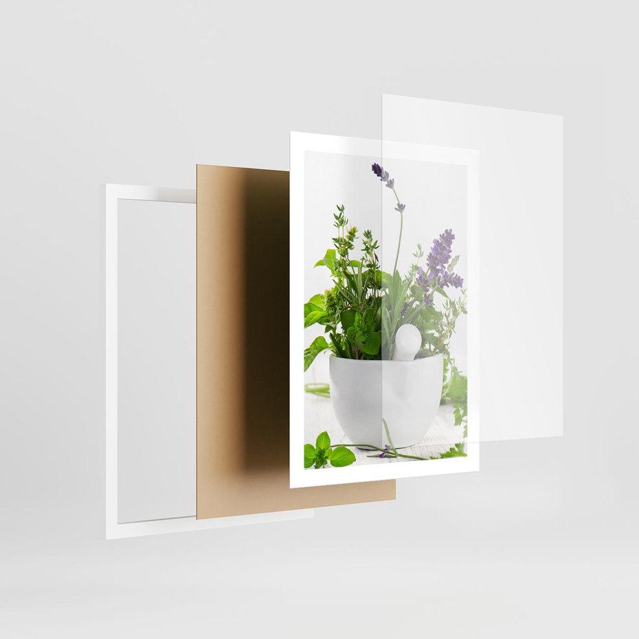 Plakat w ramie 50x70 - Kwiaty i zioła w restauracji - kwiaty, zioła - rama biała