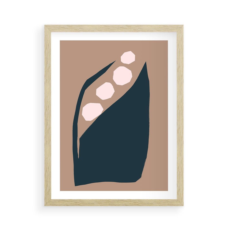 Plakat w ramie 50x70 - Wnętrza Boho Serca - abstrakcyjny obraz, plakat - rama drewno