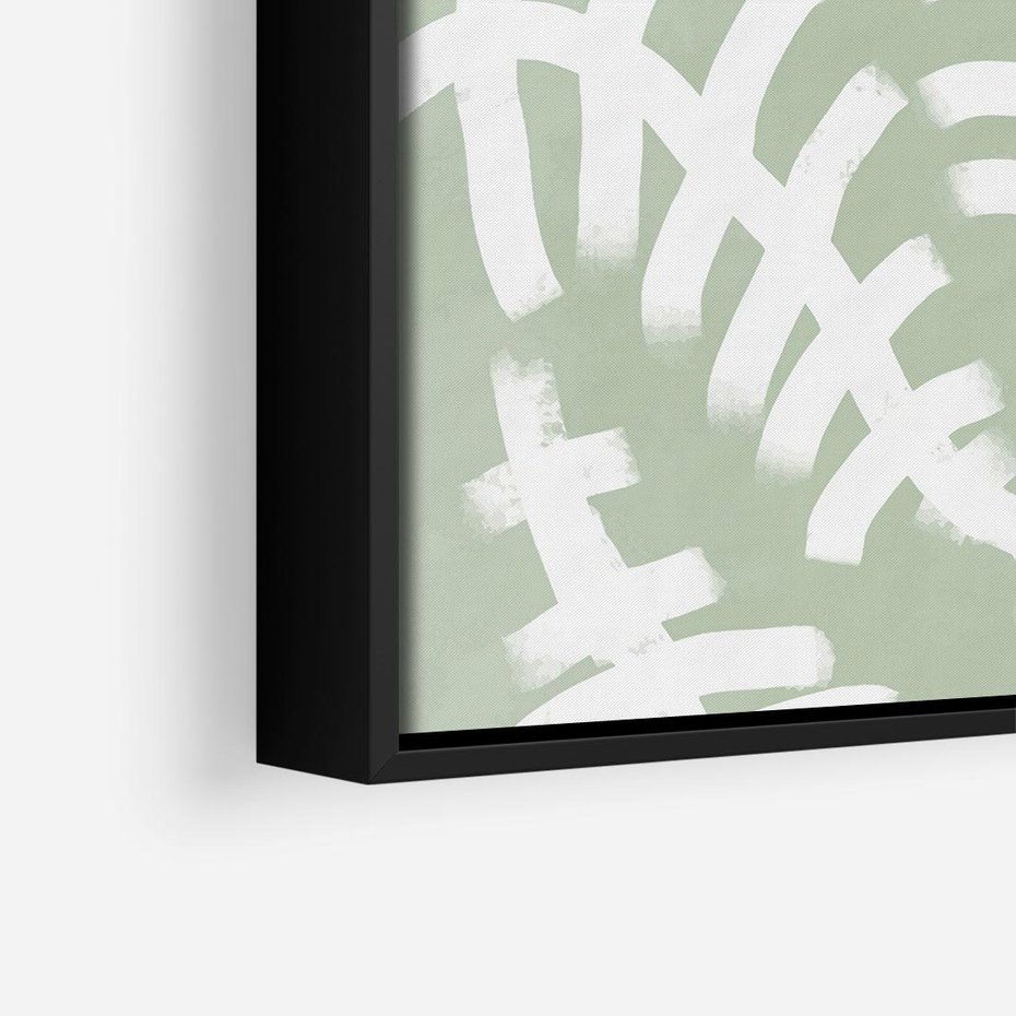 Obraz w ramie 50x50 - Oaza Zieleni - zielona abstrakcja, zgaszona zieleń - rama czarna