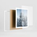 Plakat w ramie 40x50 - Magia Śnieżnych Drzew - zima, iglaste drzewa - rama biała
