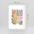 Plakat w ramie 50x70 - Rozplątane Wizje - abstrakcyjne kolorowe kwiaty, minimlizm - rama biała