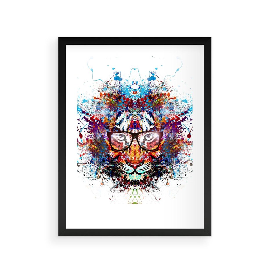 Plakat w ramie 30x40 - Tygrys w graficznej oprawie - tygrys, grafika - rama czarna