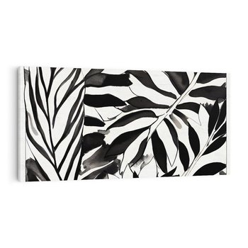 Obraz na płótnie 100x50 - Czarne Liście - akwarelowy obraz, czarno biały