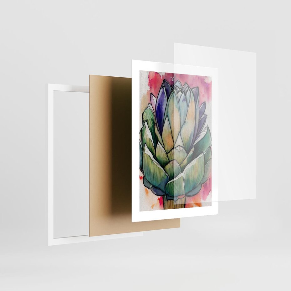 Plakat w ramie 30x40 - Estetyczna Roślina - abstrakcja, akwarela - rama biała