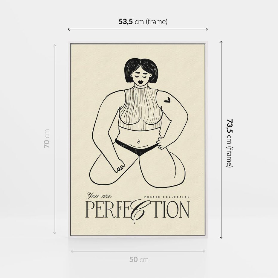 Obraz w ramie 50x70 - Refleksje Przejmujących Myśli - rysunek, plakat - rama biała