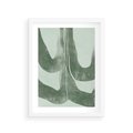 Plakat w ramie 30x40 - Nurtująca Kompozycja Zieleni - abstrakcyjne delikatne zielone linie, podobne do gałęzi kwiatów - rama biała