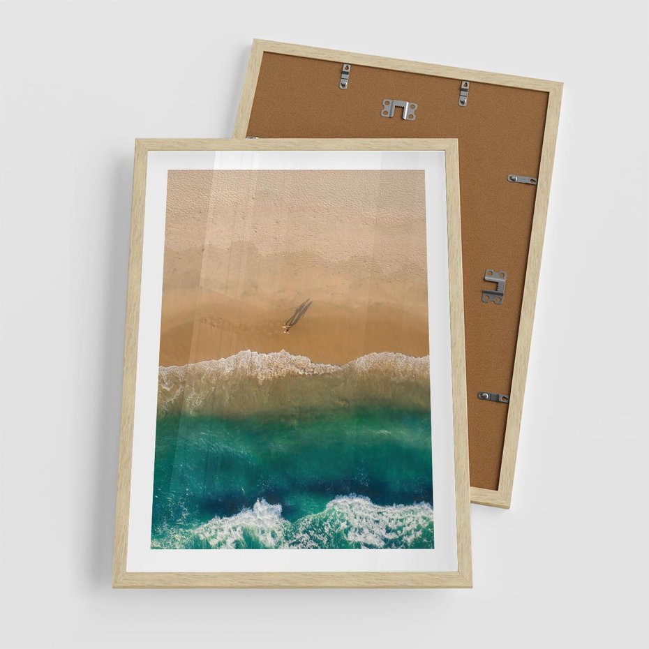 Plakat w ramie 50x70 - Nadbrzeżna Harmonia - plaża, morze - rama drewno