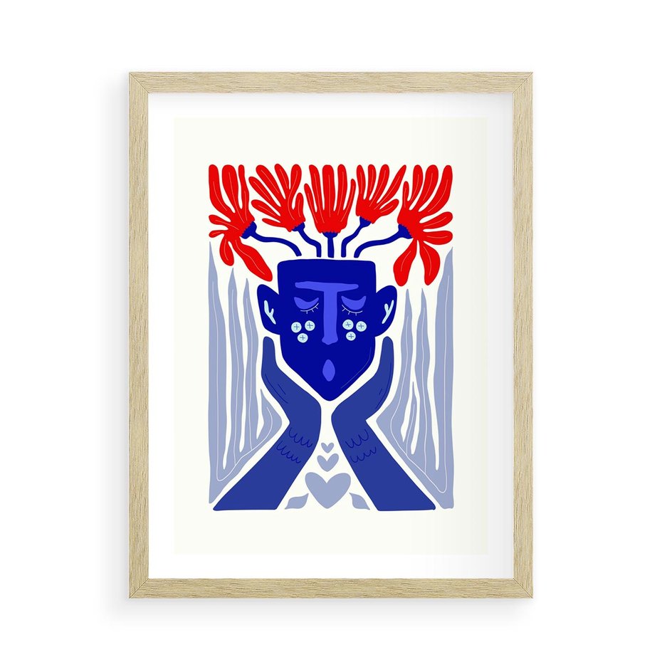 Plakat w ramie 50x70 - Nowoczesne Wcielenie Boho - etniczna maska, boho styl - rama drewno