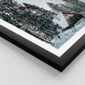 Plakat w ramie 50x70 - Górska Uroda Zimą: Dom w Śniegu - domek w górach, zima - rama czarna