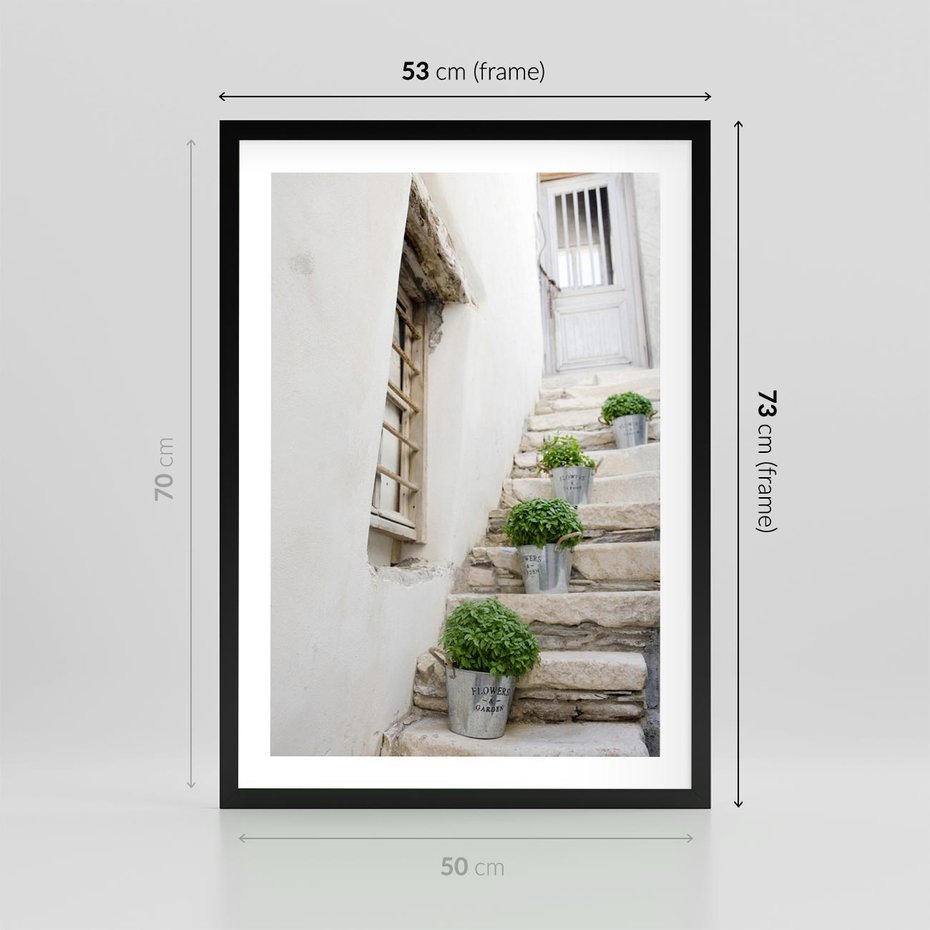 Plakat w ramie 50x70 - Wznoszące się Marzenia - schody, perspektywa - rama czarna