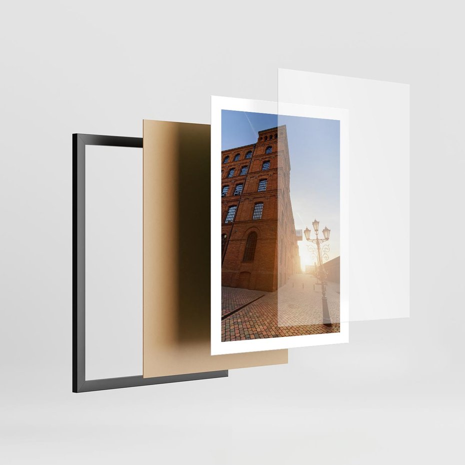 Plakat w ramie 50x70 - Perspektywa uliczki - uliczka, perspektywa - rama czarna