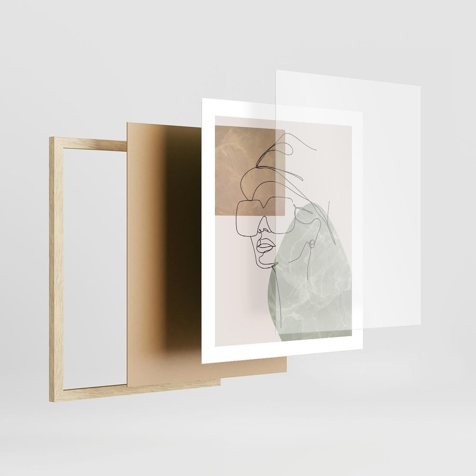 Plakat w ramie 40x50 - Geometria i Szkic - nowoczesny obraz, grafika - rama drewno